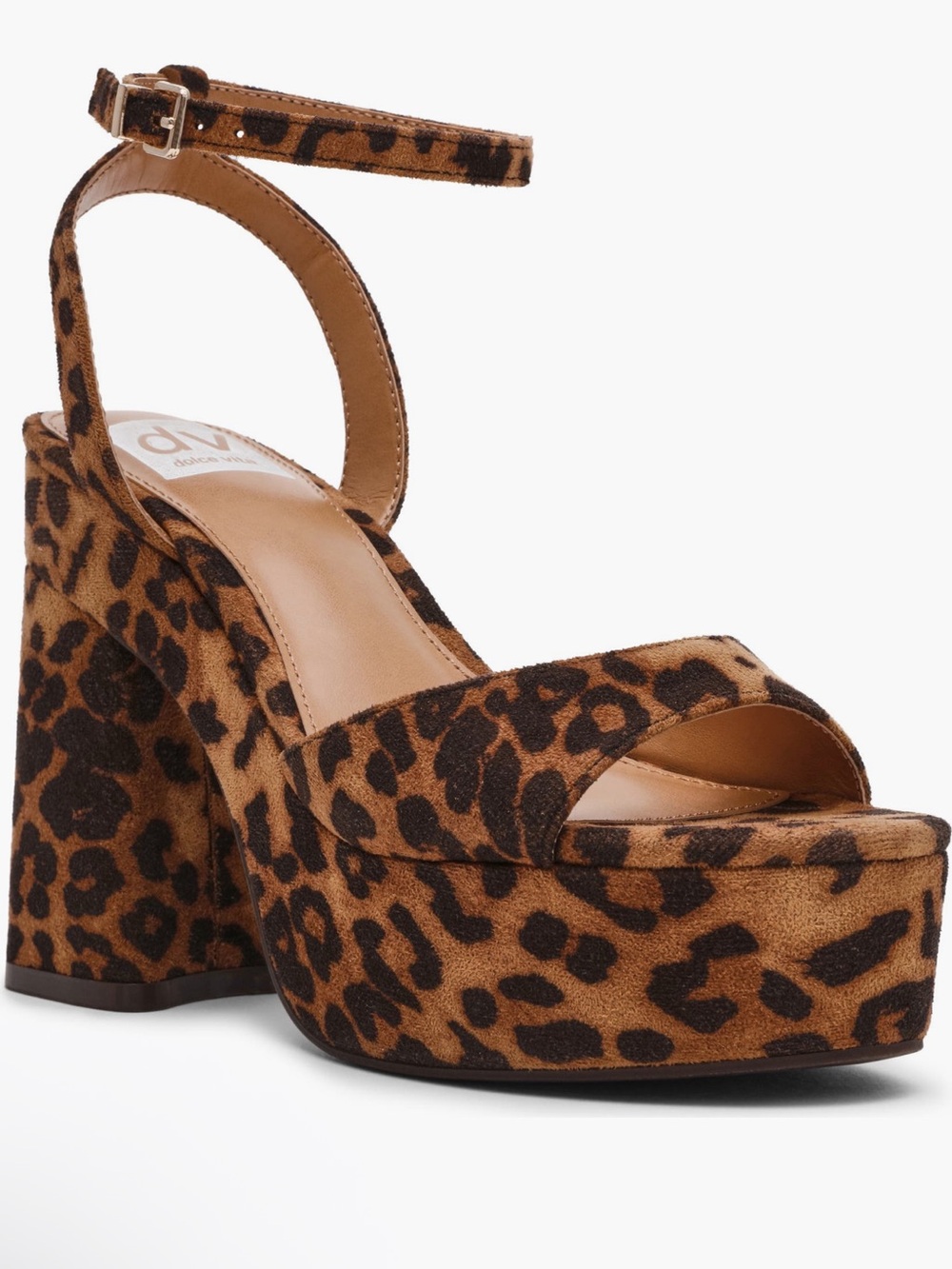 DV by Dolce Vita Leopard-Print Platform Ankle-Strap Sandal - Brown/Black